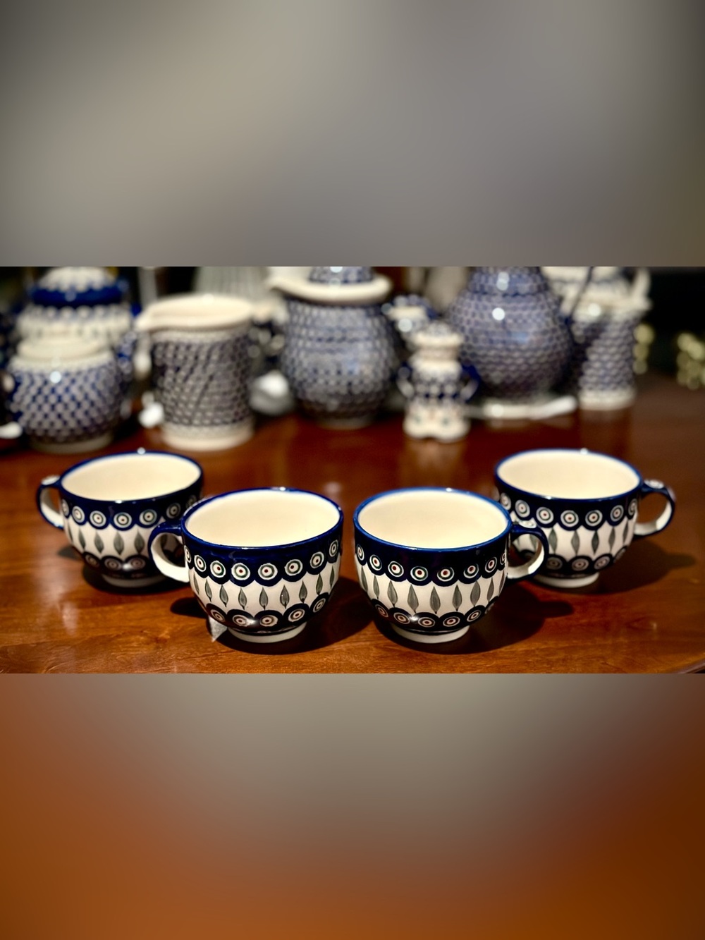 Boleslawiec Polish Pottery Mugs 16oz, set of 4, handmade in Poland
